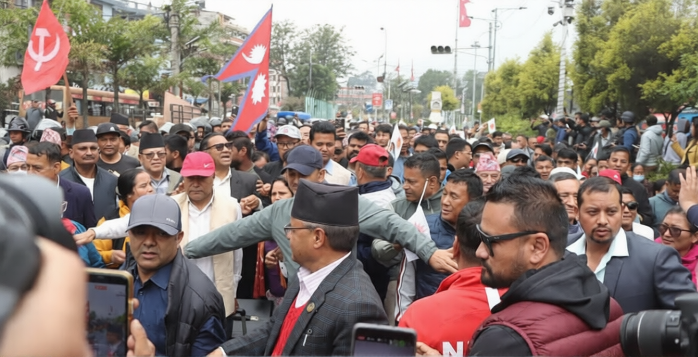 एमालेका पदाधिकारी नै ओर्लिए सडकमा