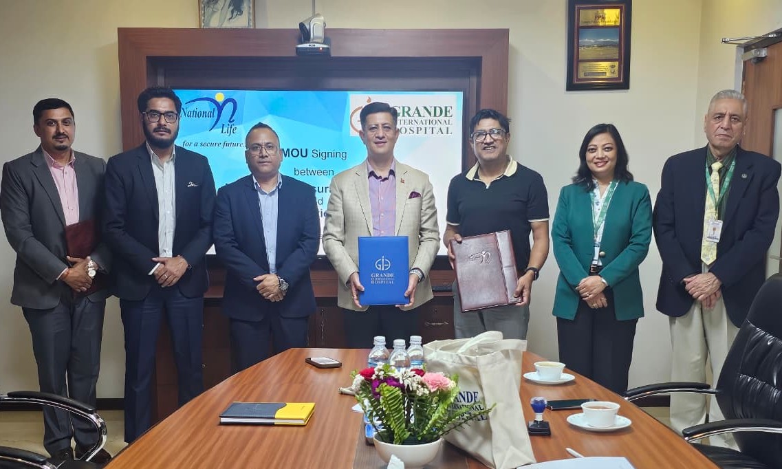 नेशनल लाईफ र ग्राण्डी इन्टरनेशनल हस्पिटल बीच मेडिकल सेवा सम्झौता सम्पन्न