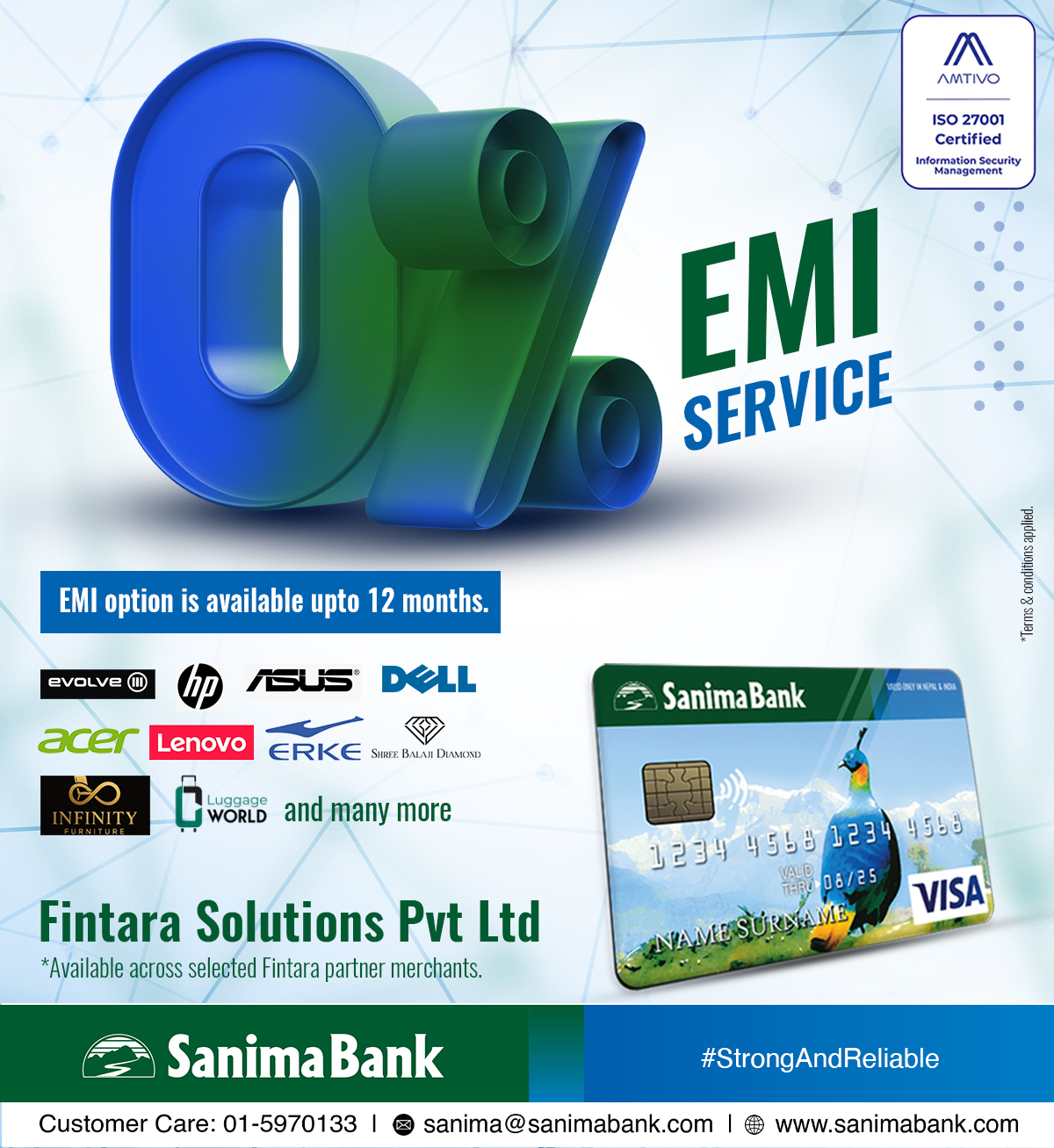 सानिमा बैंक र फिनतारा सोलुसन्स बीचको सहकार्यमा 0% EMI सुविधा सुुरुवात