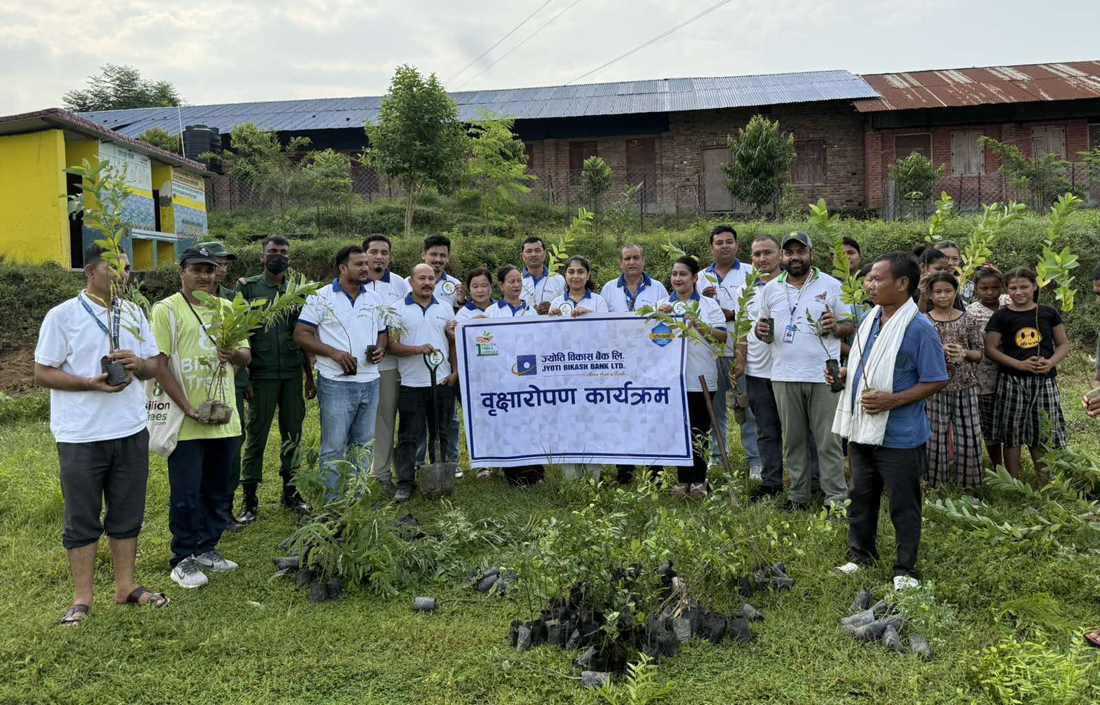 ज्योति विकास बैंकले देशभर १ हजार ७ सय बिरुवा रोप्यो