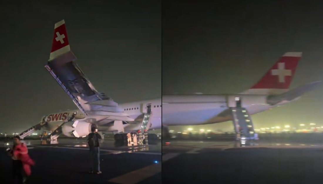 दिल्ली विमानस्थलमा स्विस विमानको इन्जिनमा आगलागी हुँदा ६ जना घाइते