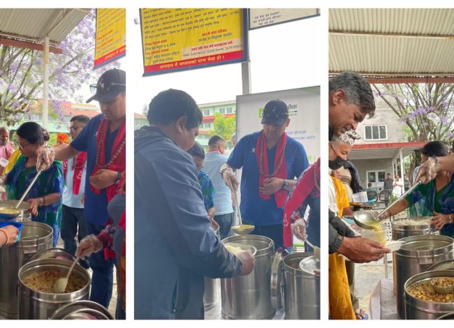 कामना सेवा विकास बैंकद्वारा शहिद गंगालाल राष्ट्रिय हृदय केन्द्रमा निःशुल्क भोजन वितरण
