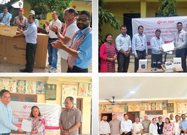 एनआईसी एशिया बैंकद्वारा सामाजिक सहयोग, आश्रयस्थल र विद्यालयलाई सामग्री हस्तान्तरण