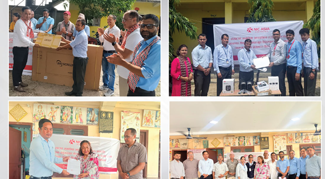 एनआईसी एशिया बैंकद्वारा सामाजिक सहयोग, आश्रयस्थल र विद्यालयलाई सामग्री हस्तान्तरण