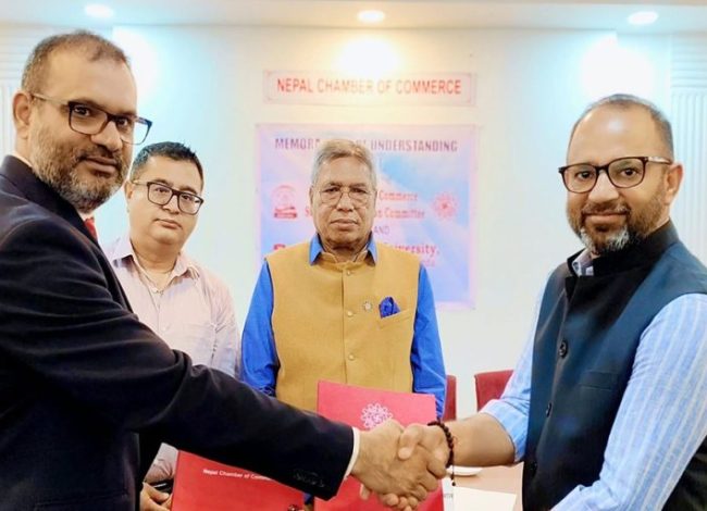 चेम्बर अफ कमर्स र भारतको बेनेट विश्वविद्यालयबीच उद्यमशीलता र नवप्रवर्तनमा सहकार्य गर्ने समझदारी